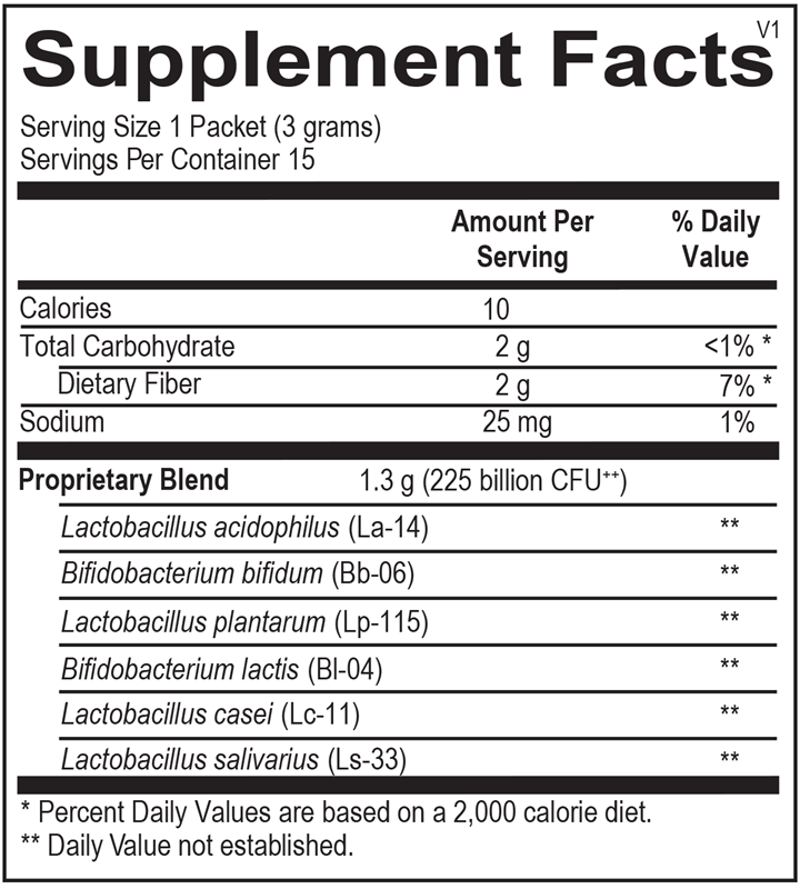 Probiotic 225 supplement facts image