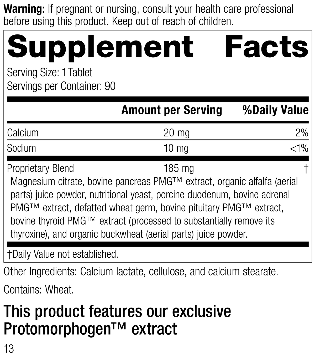 Paraplex®, 90 Tablets, Rev 11 Supplement Facts