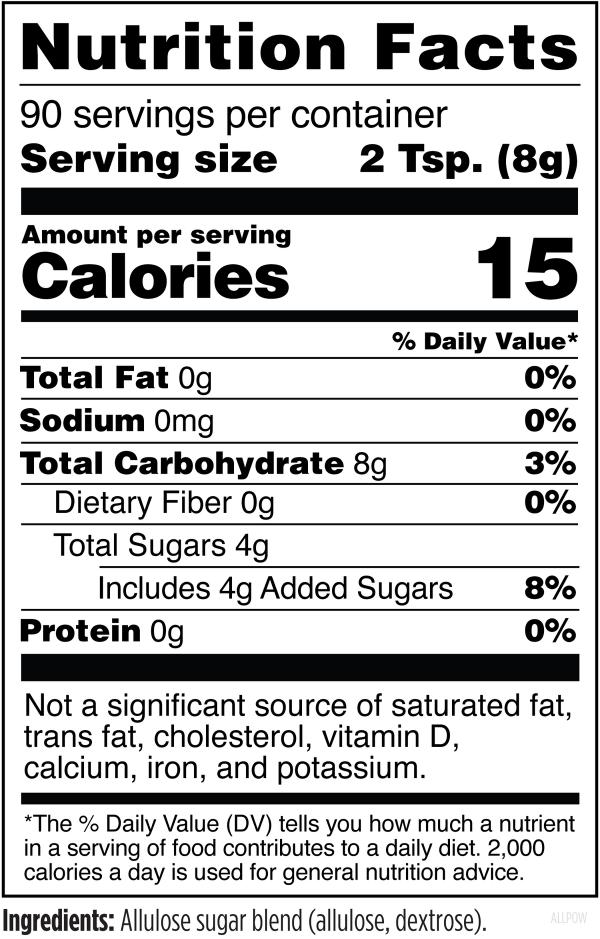 Allulose Complex Powder 1.6 lb Powder Supplement Facts Image