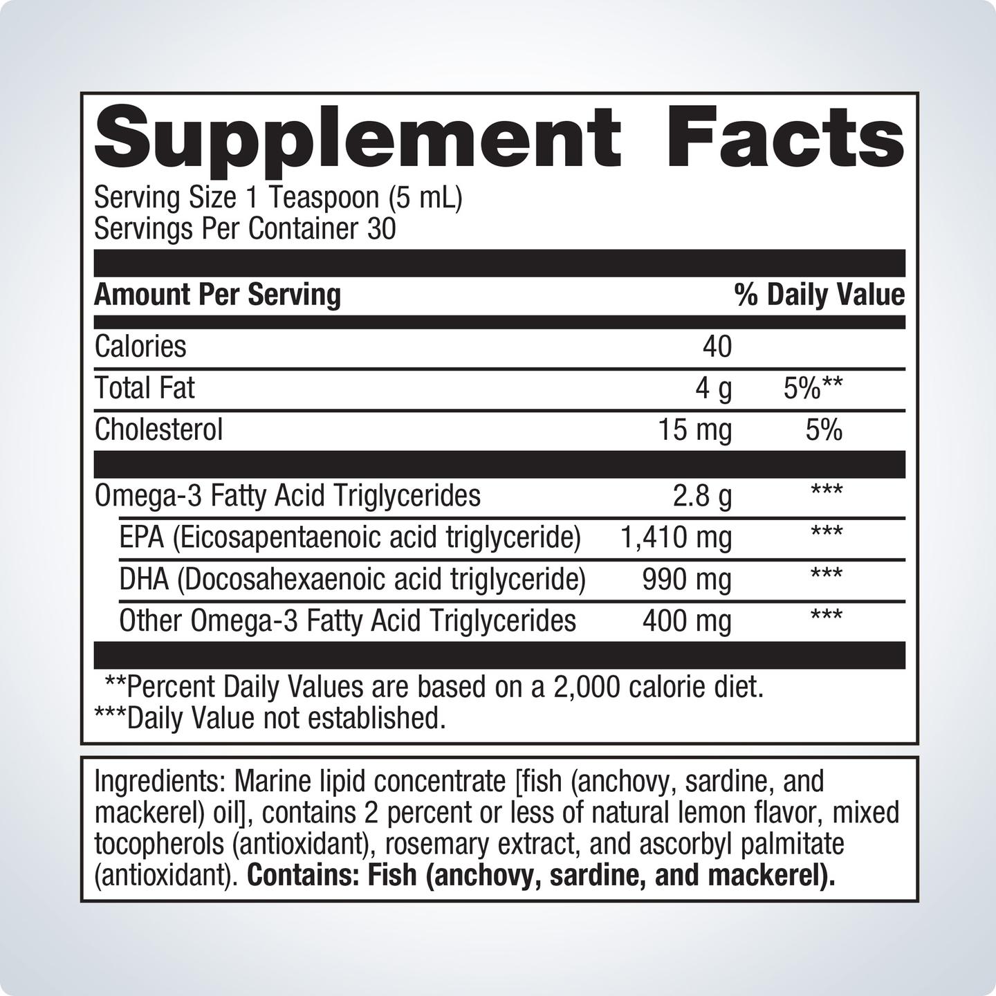 OmegaGenics® Fish Oil EPA-DHA Liquid 2400 mg