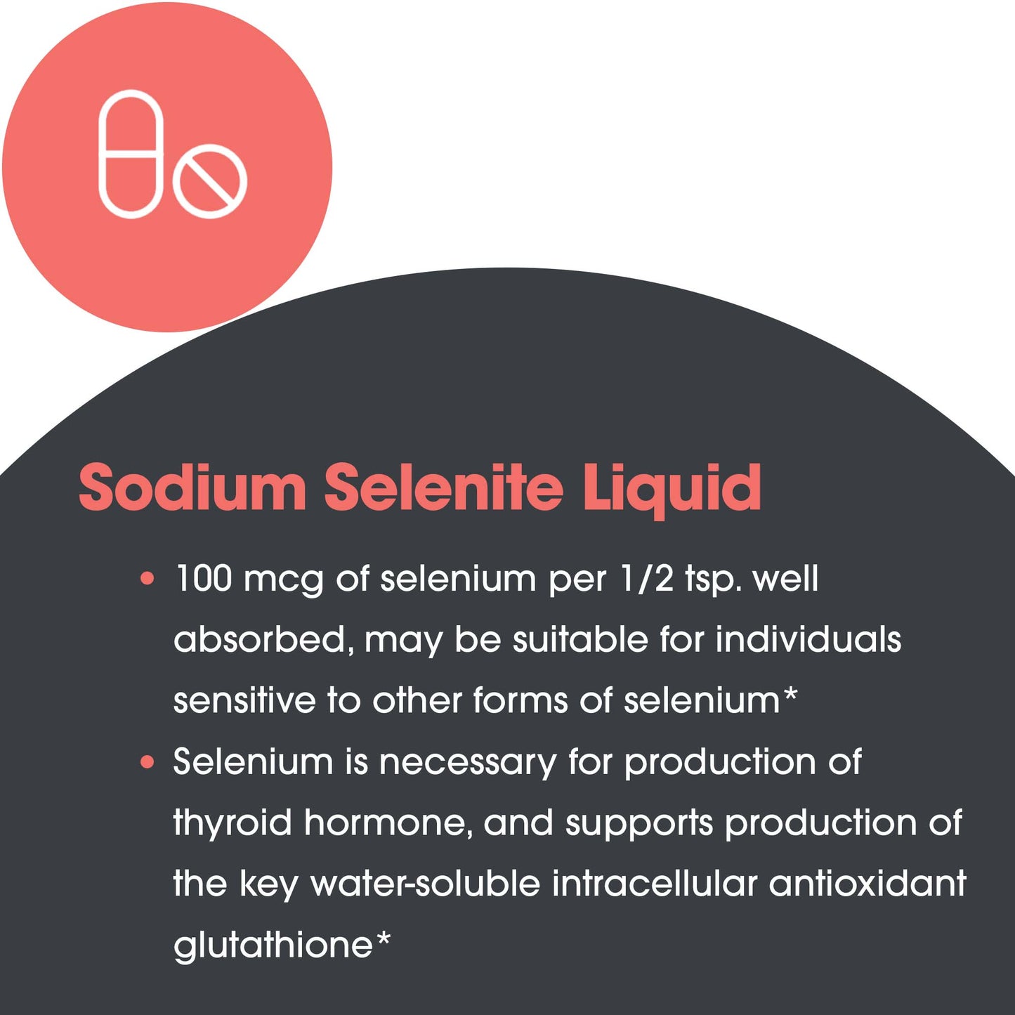 Selenium Solution - suggested use: 1/2 teaspoon one to three times daily