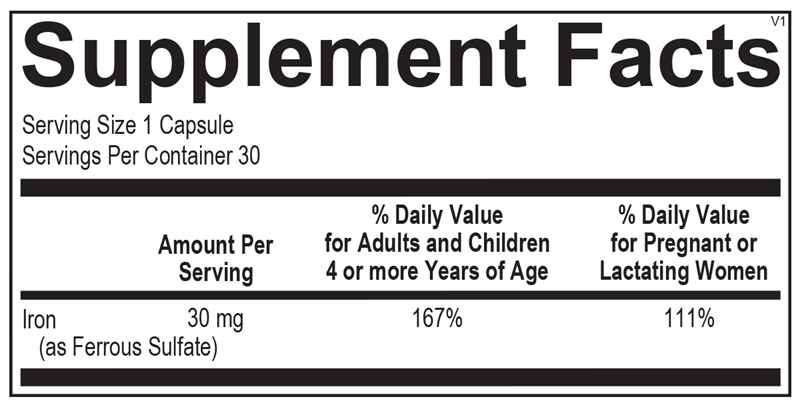 TruFerra™ Blister Packs supplement facts image