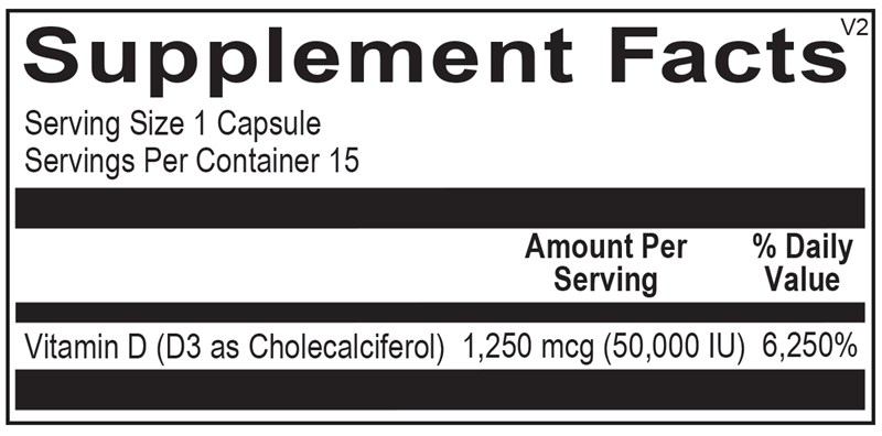 Vitamin D3 50,000 IU supplement facts image