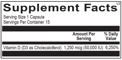 Vitamin D3 50,000 IU supplement facts image