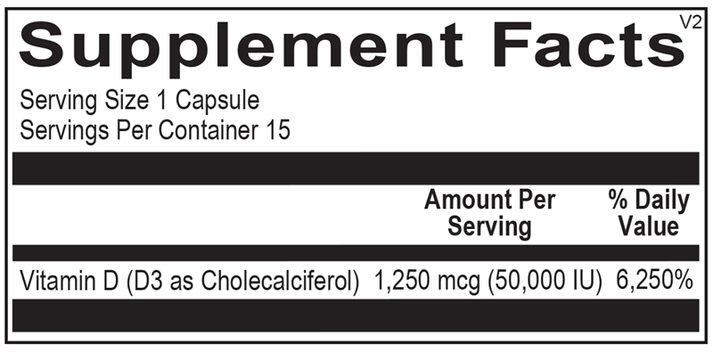 Vitamin D3 50,000 IU supplement facts image