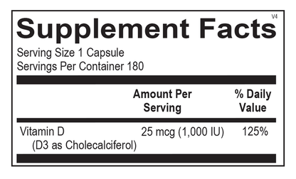 Vitamin D 1,000 IU supplement facts image