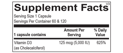 Vitamin D 5,000 IU supplement facts image