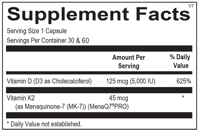 Vitamin K2 with D3 supplement facts image