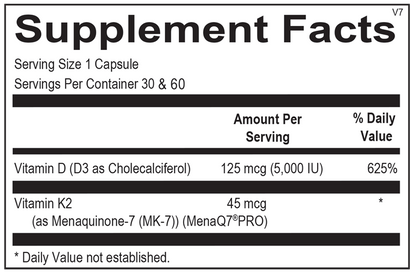 Vitamin K2 with D3 supplement facts image
