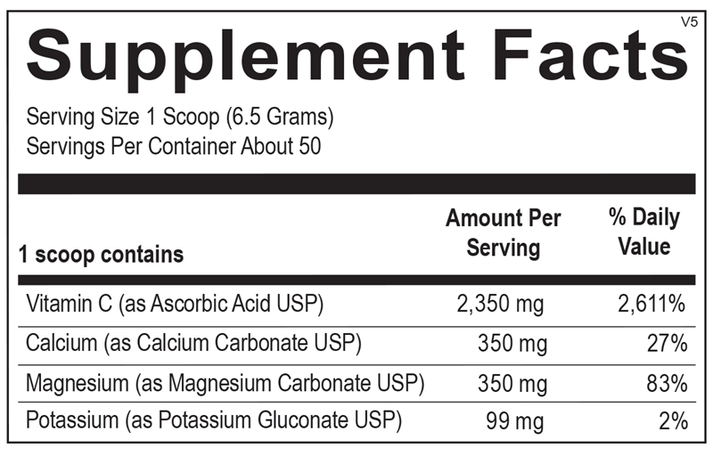 Buffered Lemon C Powder supplement facts image
