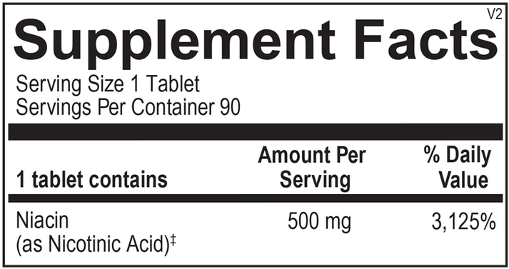 Time Release Niacin supplement facts image