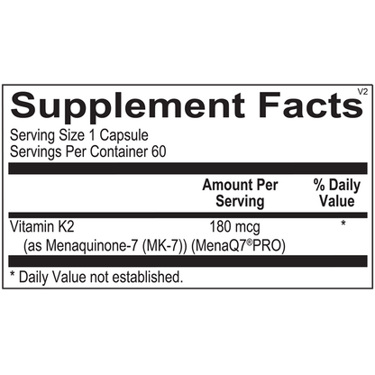 Vitamin K2 180 mcg supplement facts image