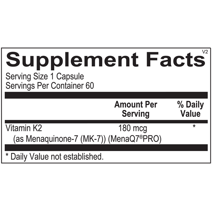 Vitamin K2 180 mcg supplement facts image