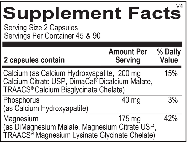 Reacted Cal-Mag supplement facts image