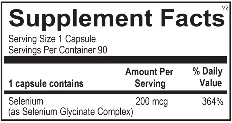 Reacted Selenium supplement facts image