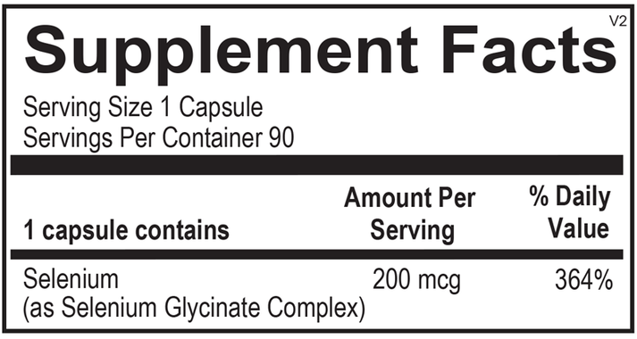 Reacted Selenium supplement facts image