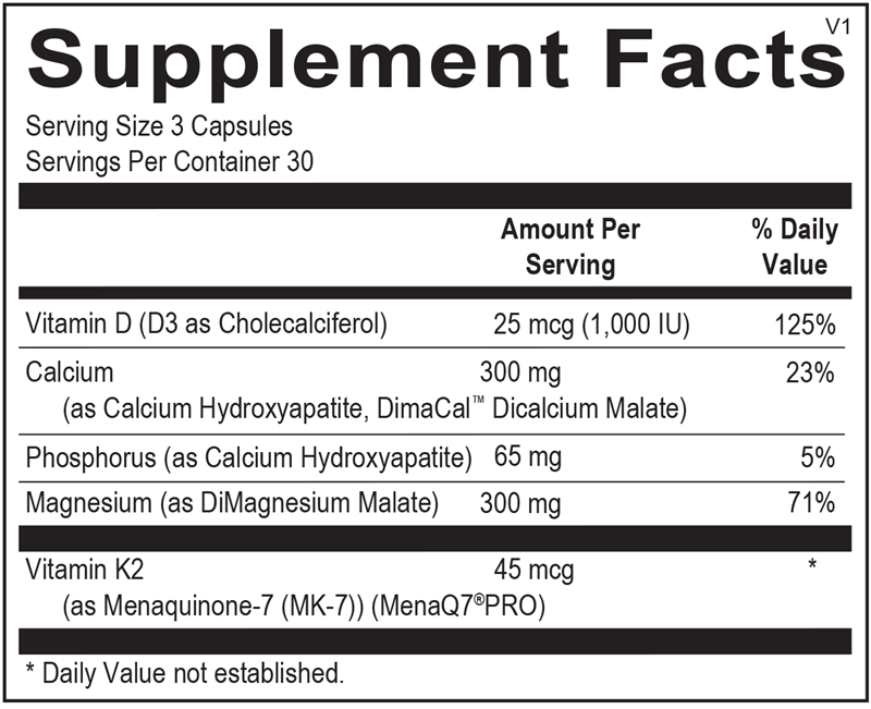 OsteoBase supplement facts image