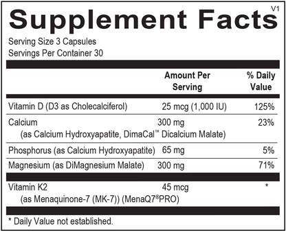 OsteoBase supplement facts image