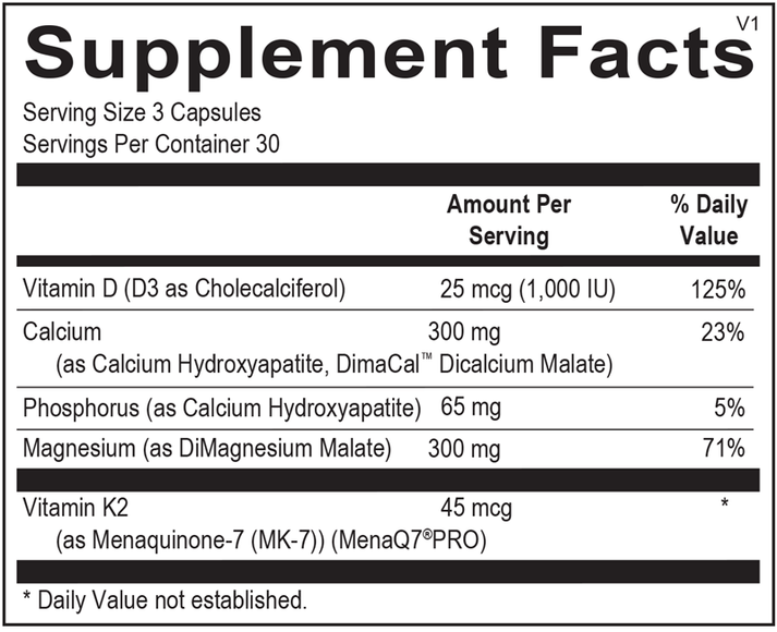 OsteoBase supplement facts image