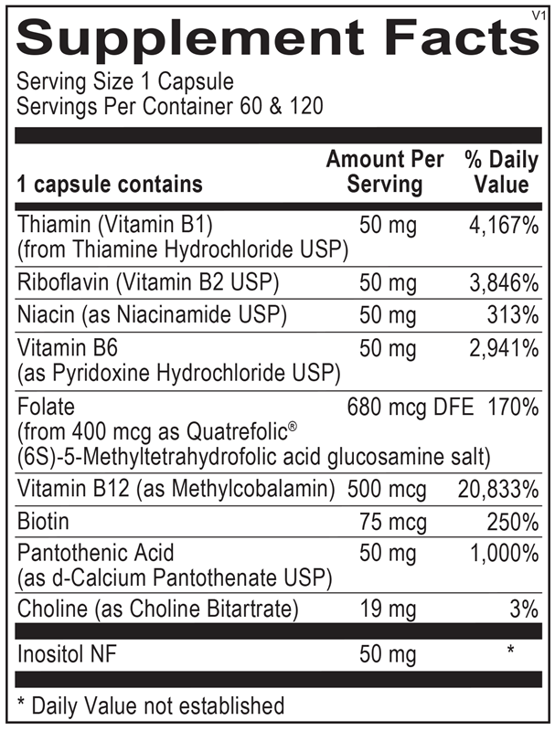 Methyl B Complex supplement facts image