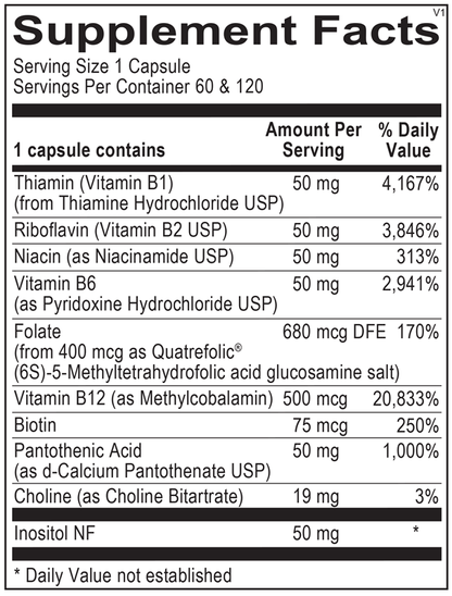 Methyl B Complex supplement facts image