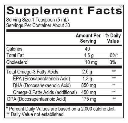 Orthomega® Liquid Fish Oil- Mango supplement facts image