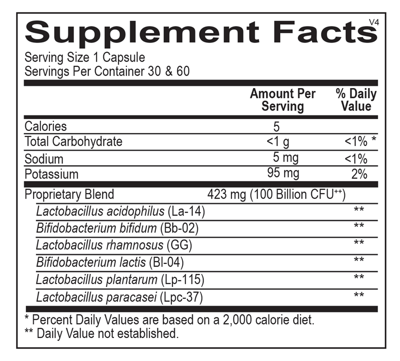 Ortho Biotic® 100 supplement facts image