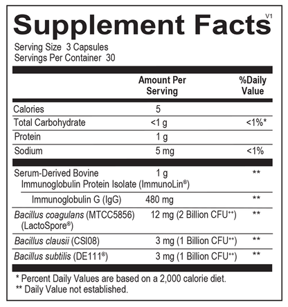 Ortho Spore IG supplement facts image