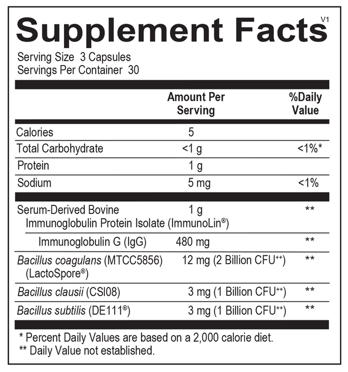 Ortho Spore IG supplement facts image