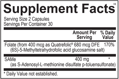 SAMe supplement facts image