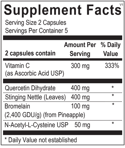 Natural D-Hist® Blister Packs supplement facts image