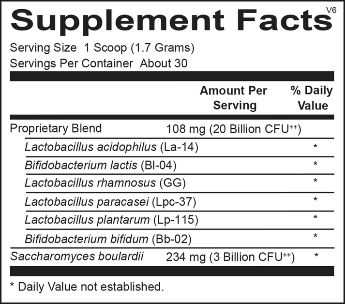 Ortho Biotic® Powder supplement facts image