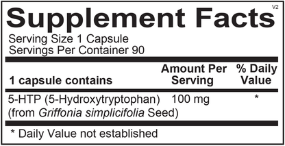 5-HTP 100mg supplement facts image