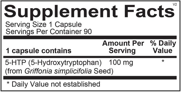5-HTP 100mg supplement facts image