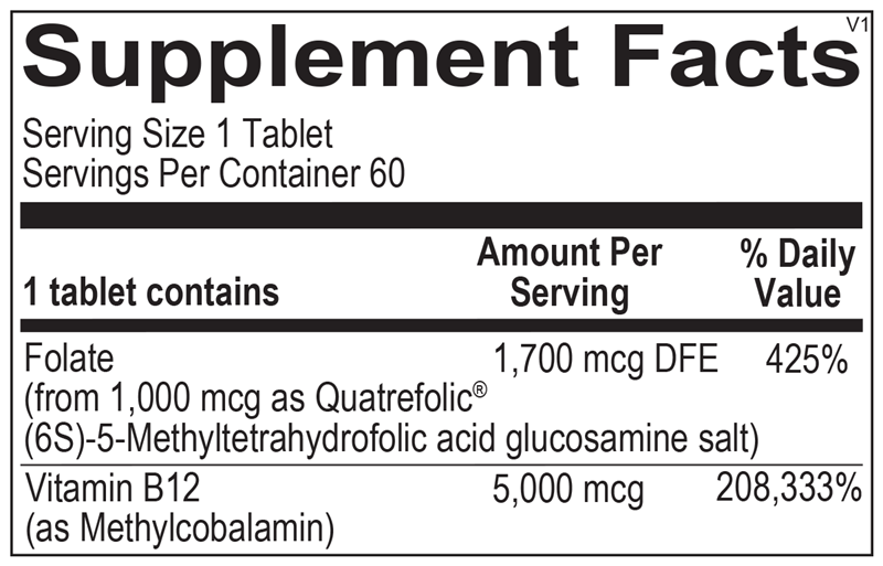 Methyl B12 supplement facts image