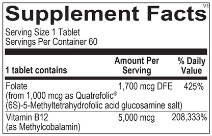 Methyl B12 supplement facts image