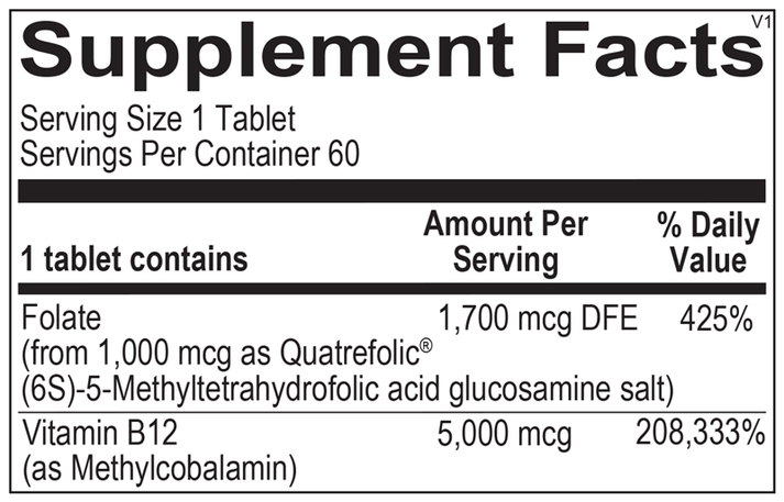 Methyl B12 supplement facts image
