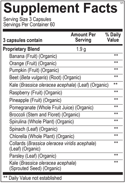 Indigo Greens Capsules supplement facts image