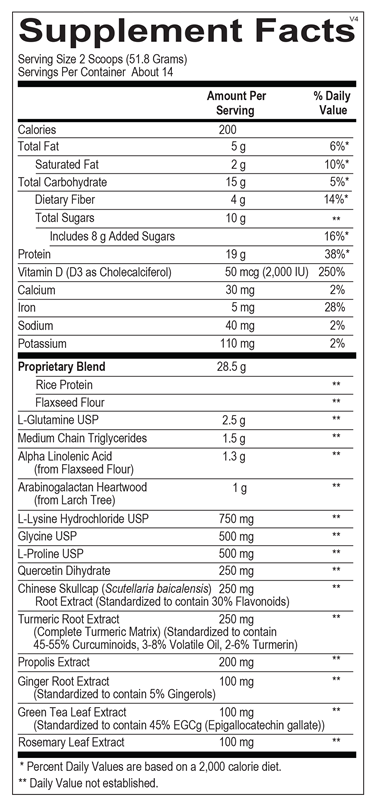 InflammaCORE® Strawberry supplement facts image
