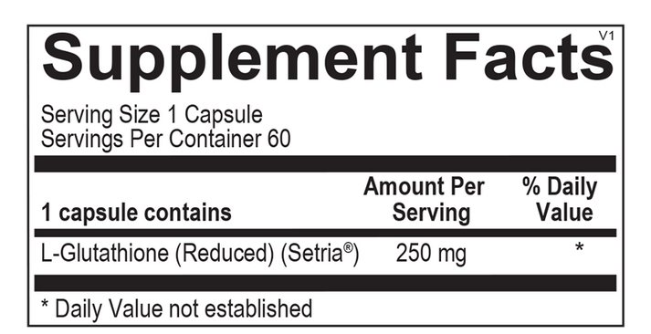 L-Glutathione supplement facts image