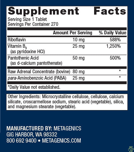 Metagenics Formula: ADRE270 - Supplement Facts