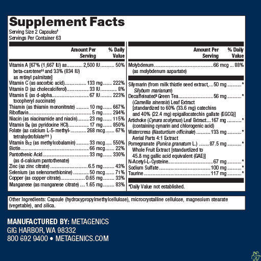 Metagenics Formula: ADV126 - Supplement Facts