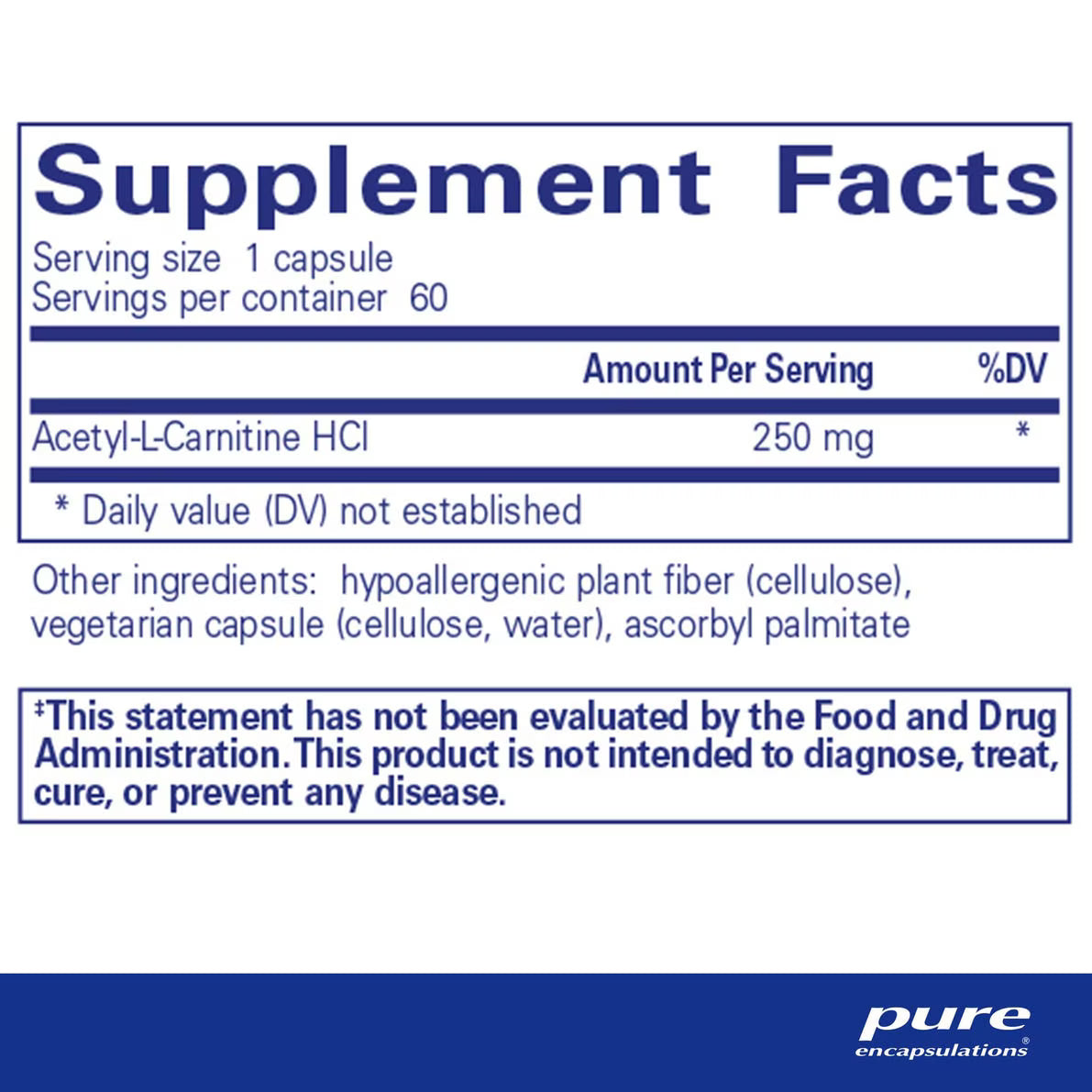 Acetyl-l-Carnitine 250 mg 60's