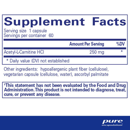 Acetyl-l-Carnitine 250 mg 60's