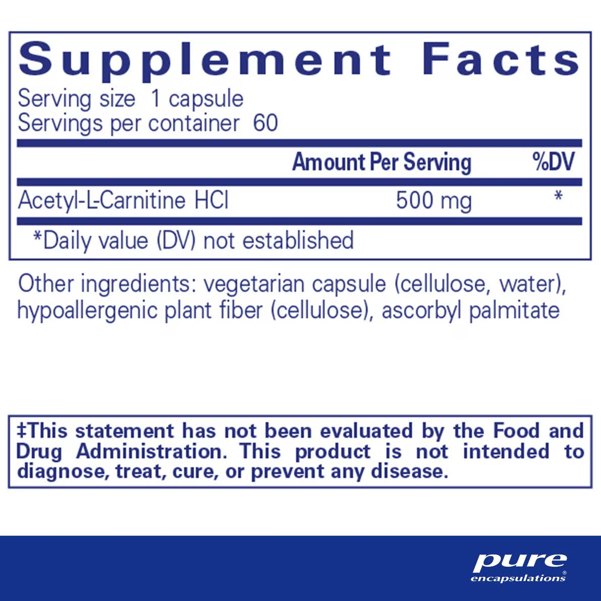 Acetyl-l-Carnitine 500 mg 60's