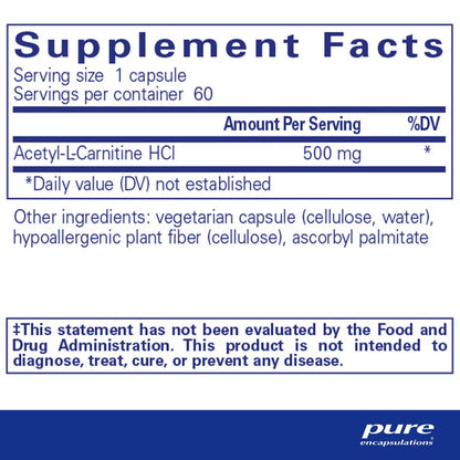 Acetyl-l-Carnitine 500 mg 60's