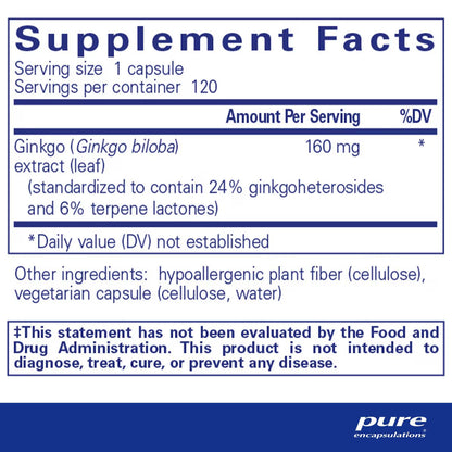 Ginkgo 50 - 160 mg. 120's