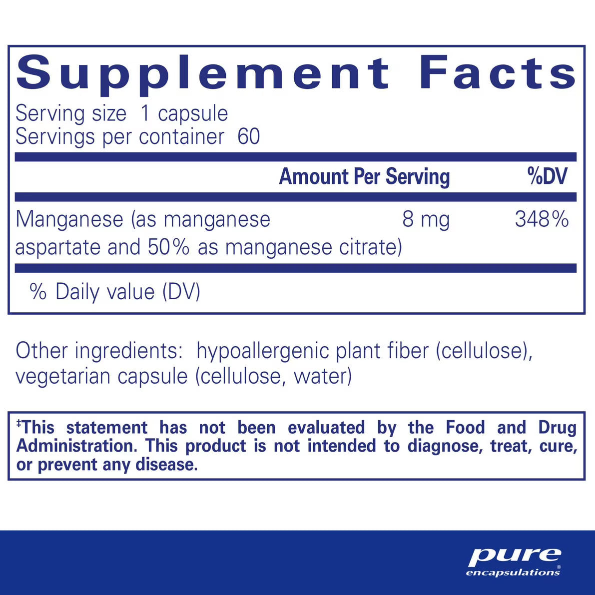 Manganese (aspartate/citrate) 60's