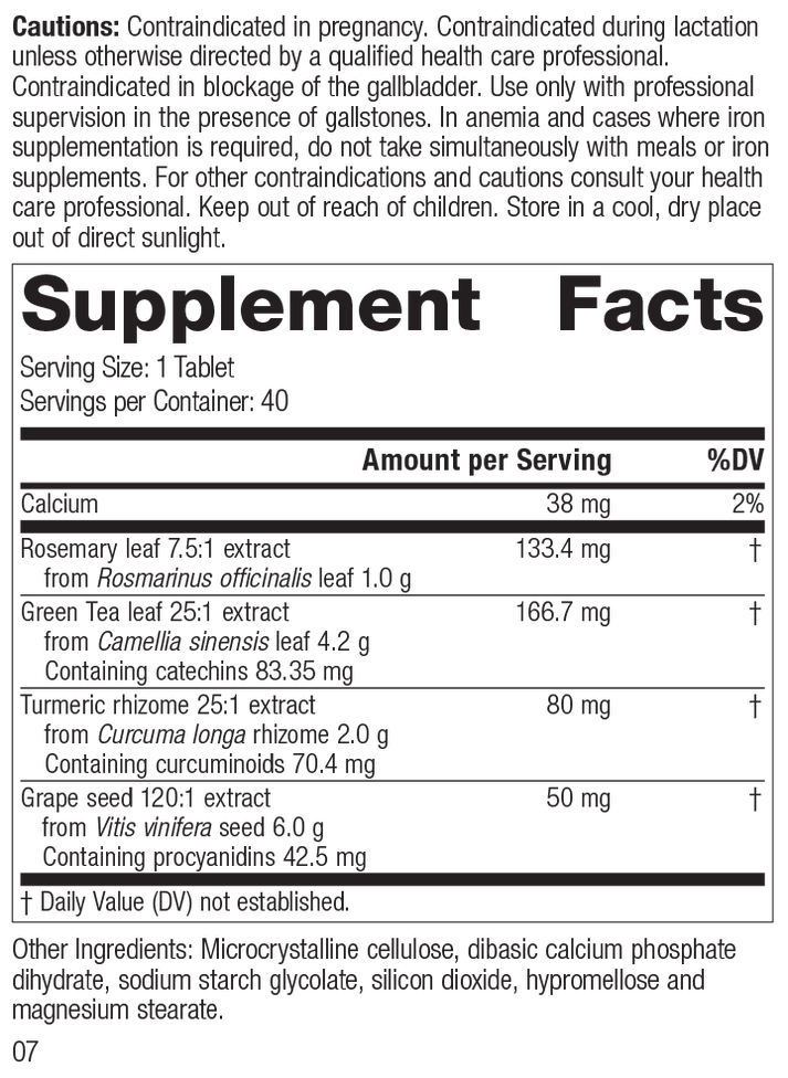 Vitanox®, 40 Tablets, Rev 06 Supplement Facts