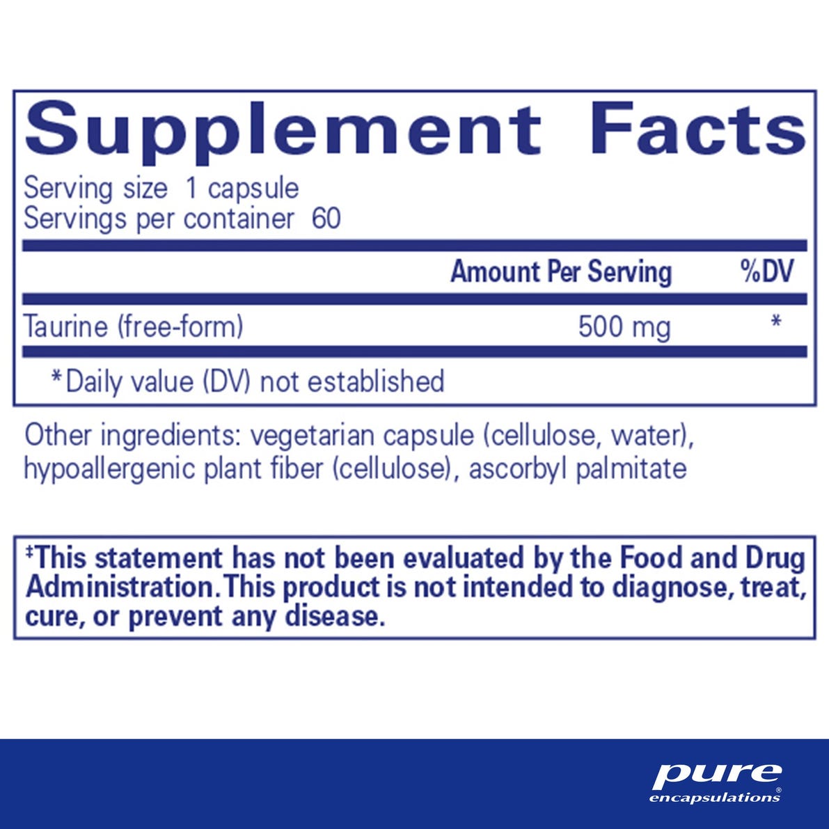 Taurine 500 mg 60's